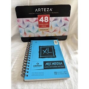 Artist Kit Canson Sketch Paper & 48 Set Brush Premium Pens Water Based Ink NEW